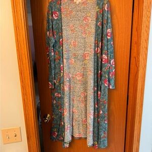 LuLaRoe Blue and Pink Floral Cardigan